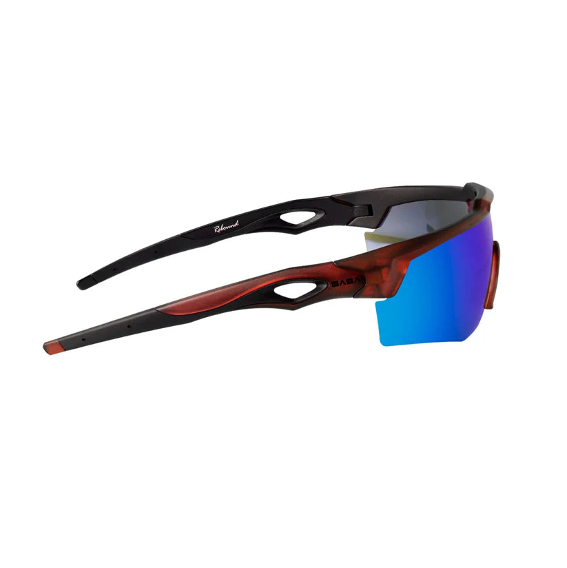 SASA Rebound Translucent Red Frame Ice Blue Revo Lens Sports Sunglasses