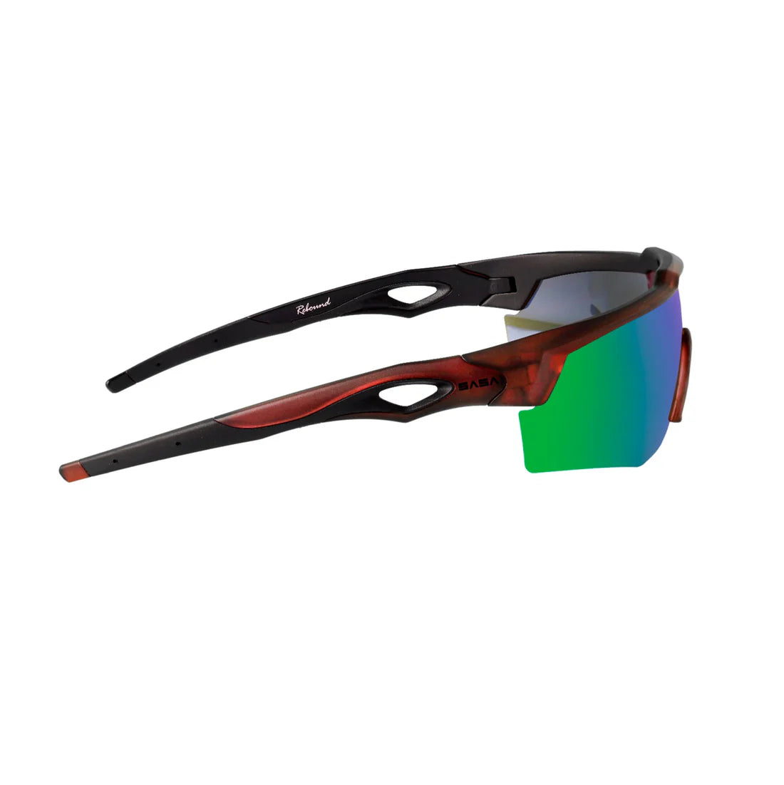 SASA Rebound Translucent Red Frame Green Revo Lens Sports Sunglasses