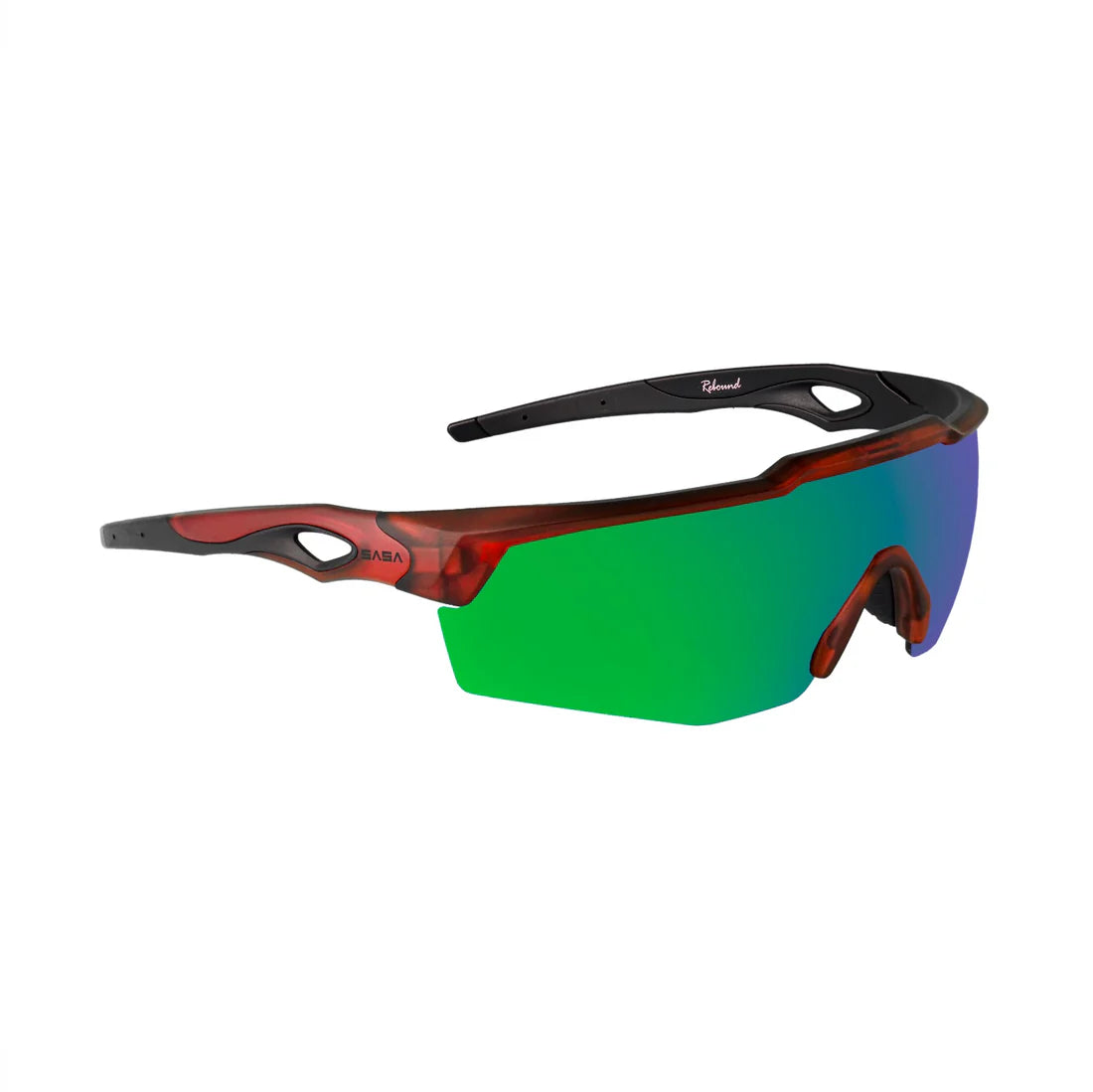 SASA Rebound Translucent Red Frame Green Revo Lens Sports Sunglasses