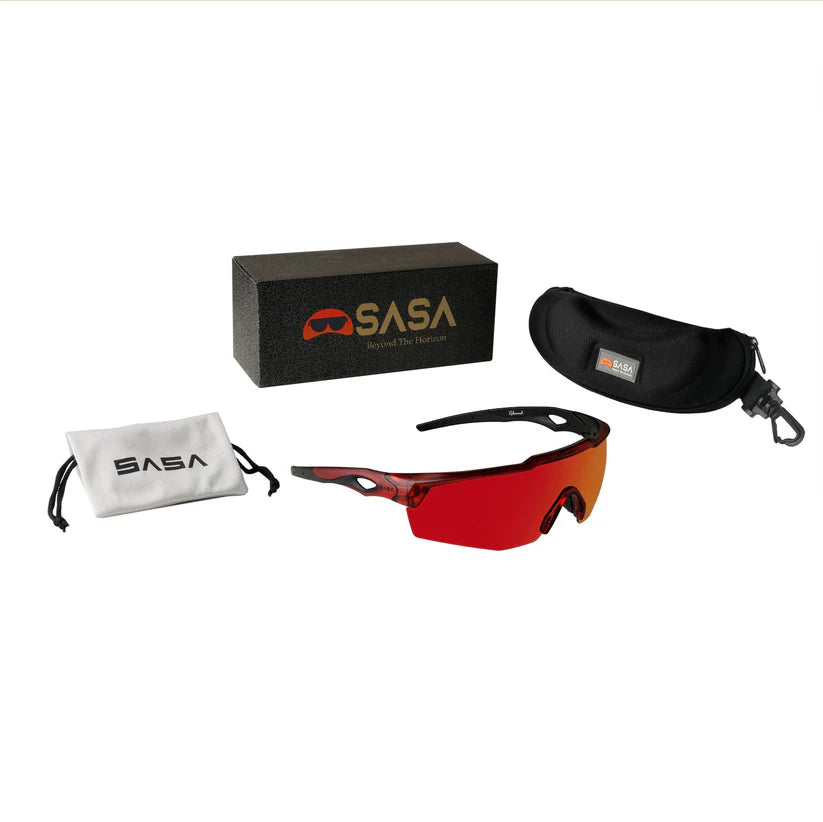SASA Rebound Translucent Red Frame Red Revo Lens Sports Sunglasses
