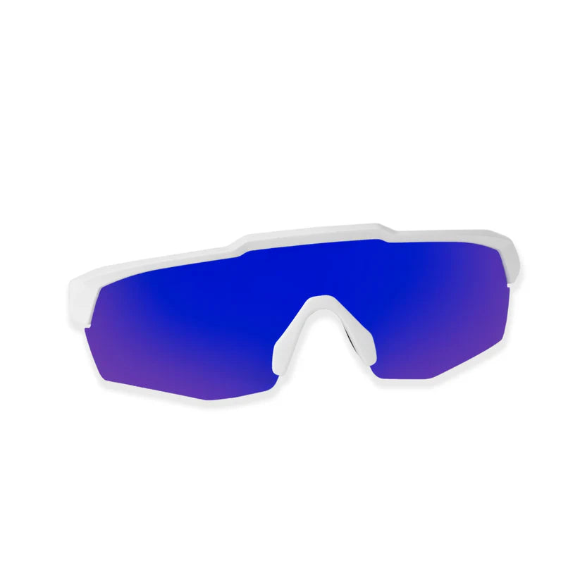 SASA Rebound Matte White Frame Blue Lens Sports Sunglasses