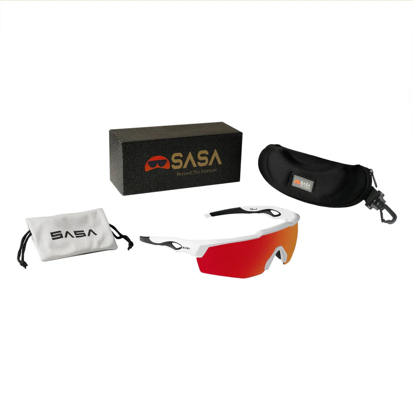 SASA Rebound Matte White Frame Red Revo Lens Sports Sunglasses
