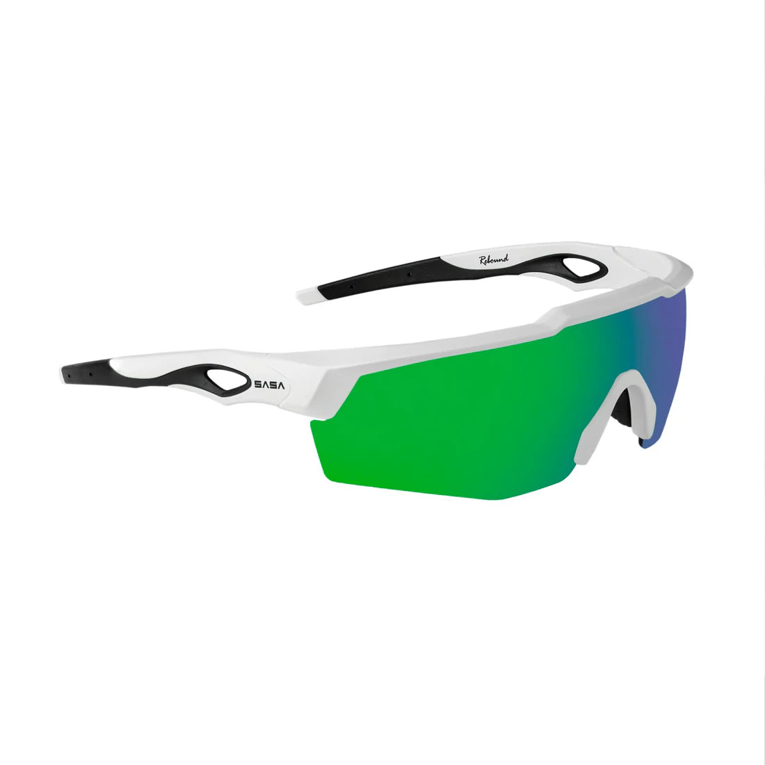 SASA Rebound Matte White Frame Green Revo Lens Sports Sunglasses