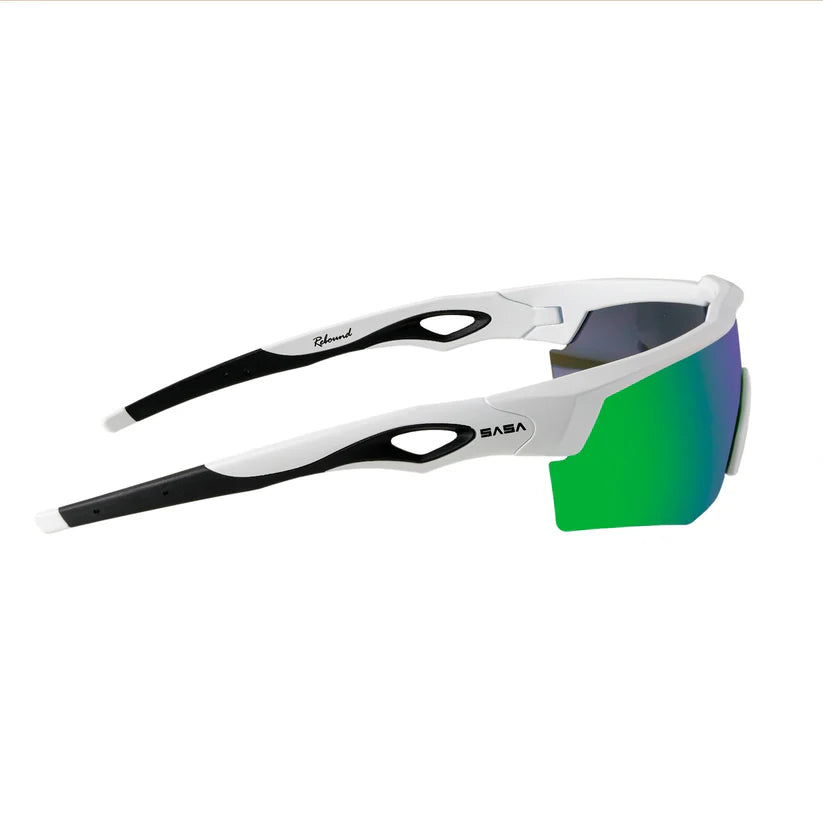 SASA Rebound Matte White Frame Green Revo Lens Sports Sunglasses