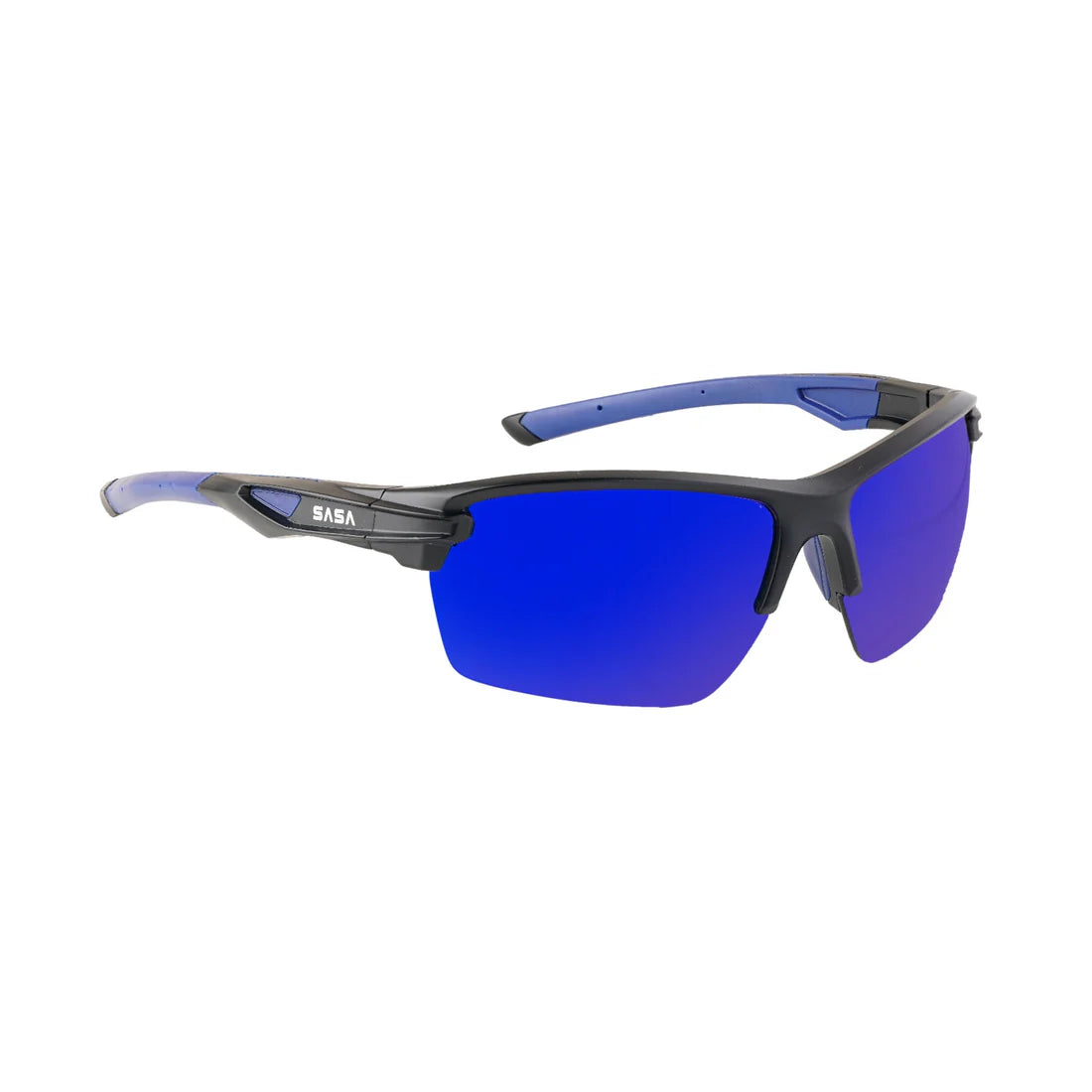 SASA Predator Matte Black Frame Blue Lens Sports Sunglasses