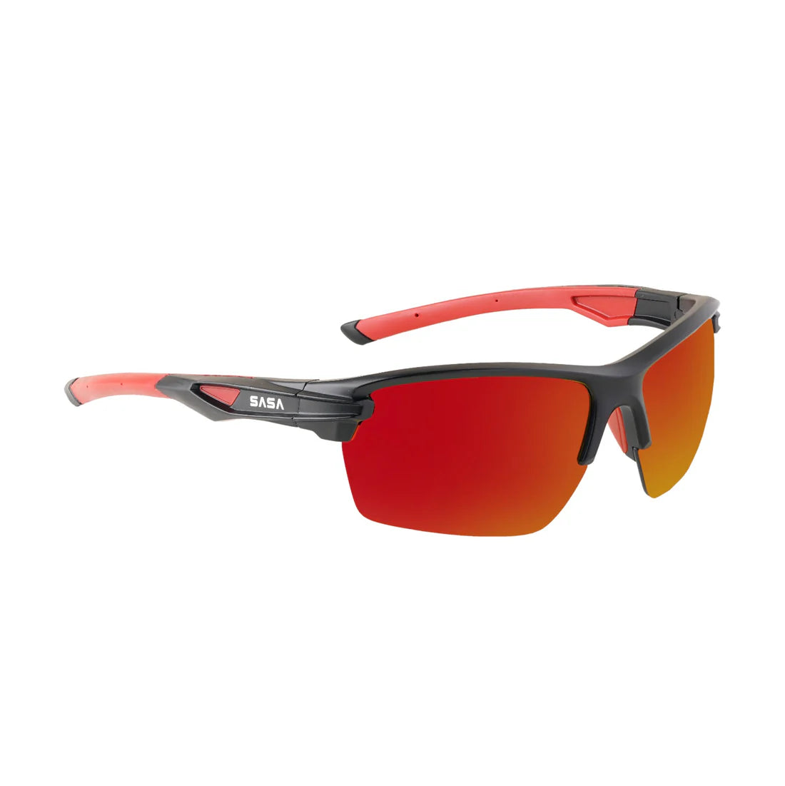 SASA Predator Matte Black Frame Red Lens Sports Sunglasses