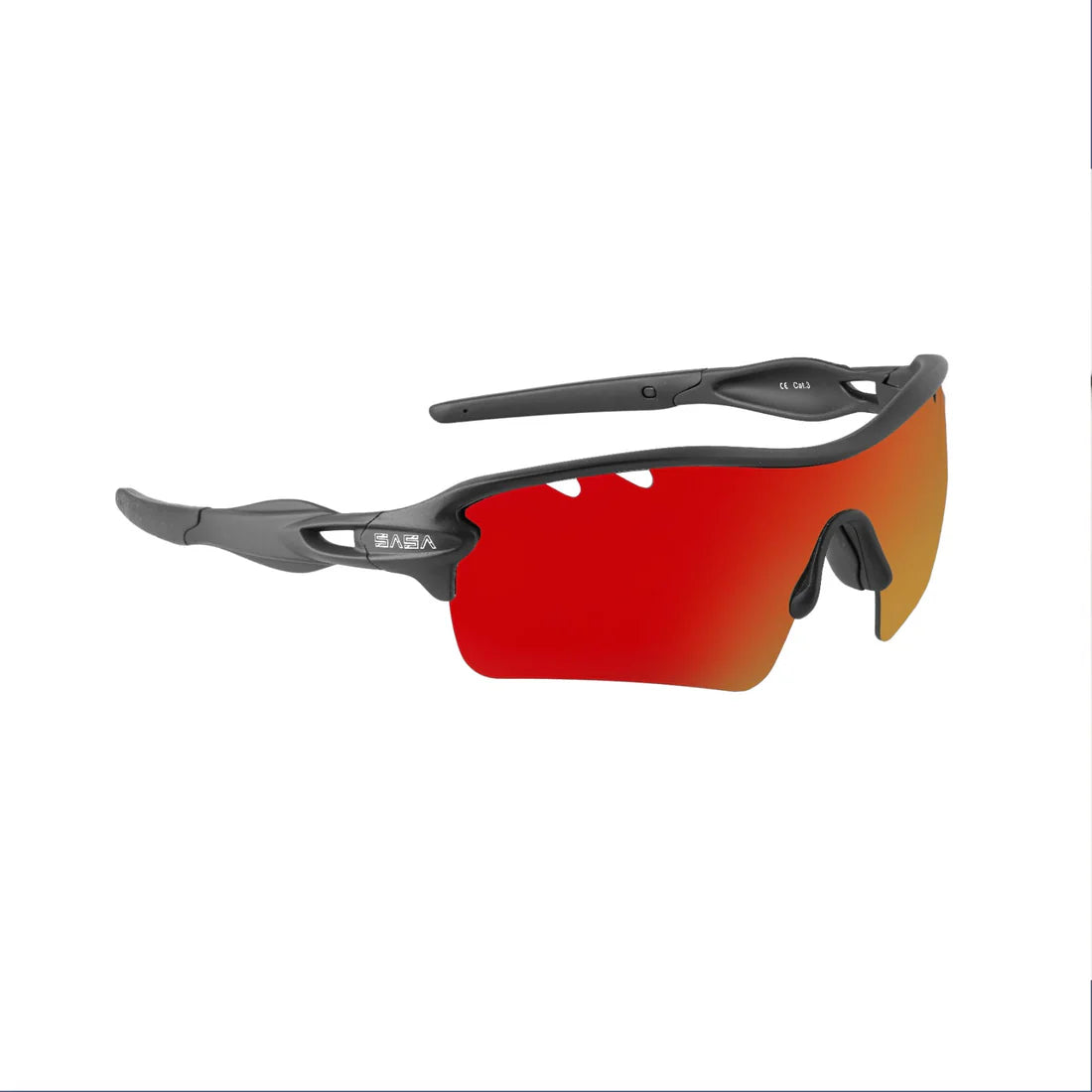 SASA Discovery Men’s Black Frame Red Lens Sports Sunglasses