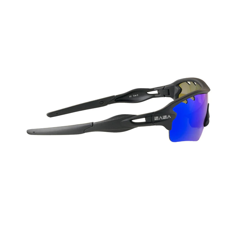 SASA Discovery Youth Black Frame Blue Lens Sports Sunglasses