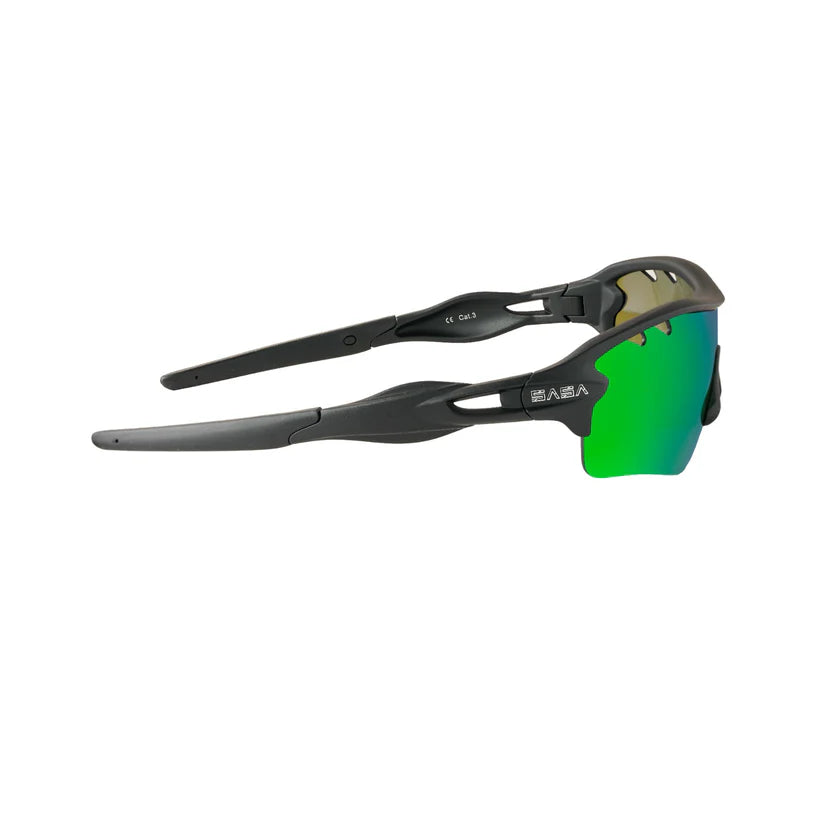SASA Discovery Youth Black Frame Green Lens Sports Sunglasses