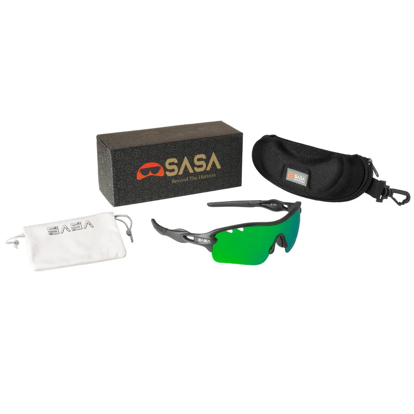 SASA Discovery Youth Black Frame Green Lens Sports Sunglasses