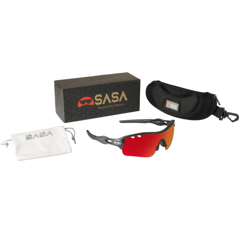 SASA Discovery Youth Black Frame Red Lens Sports Sunglasses