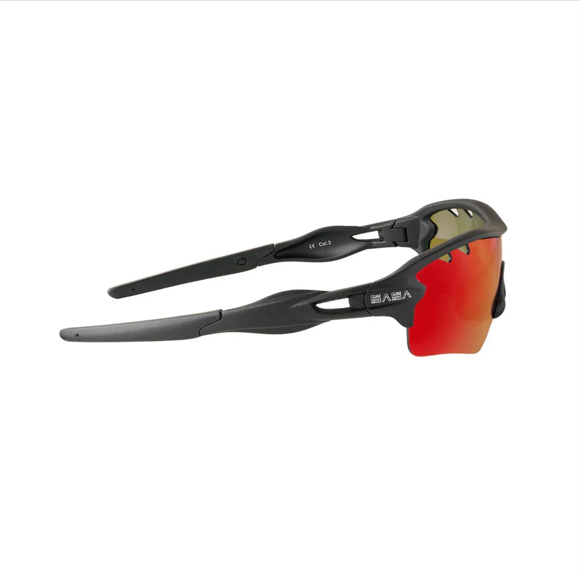SASA Discovery Youth Black Frame Red Lens Sports Sunglasses