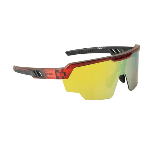 SASA Raptor Translucent Red Frame Yellow Revo Lens Sports Sunglasses
