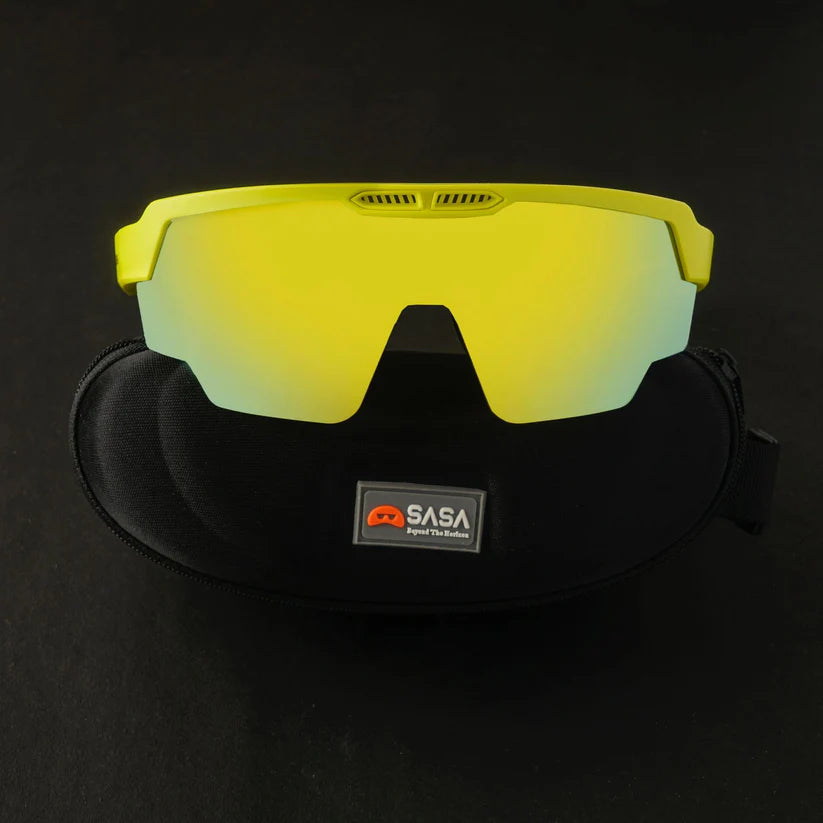 SASA Raptor Neon Yellow Frame Yellow Revo Lens Sports Sunglasses