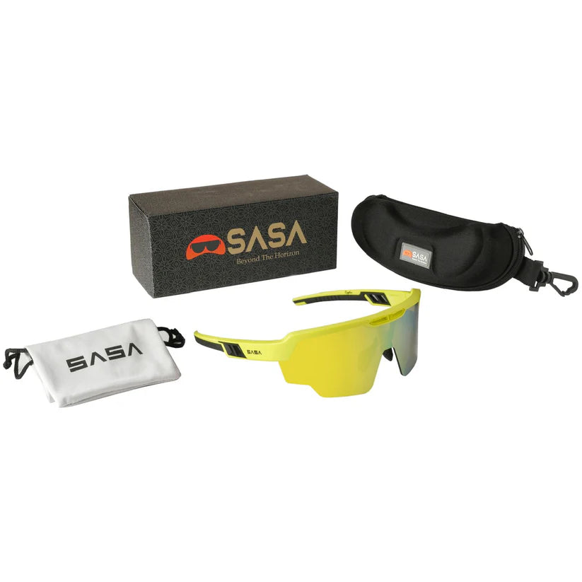 SASA Raptor Neon Yellow Frame Yellow Revo Lens Sports Sunglasses
