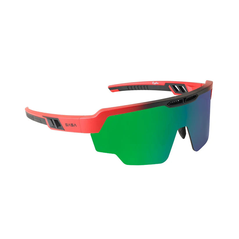 SASA Raptor Matte Red Frame Green Revo Lens Sports Sunglasses