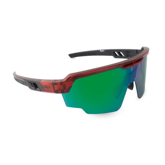 SASA Raptor Translucent Red Frame Green Revo Lens Sports Sunglasses