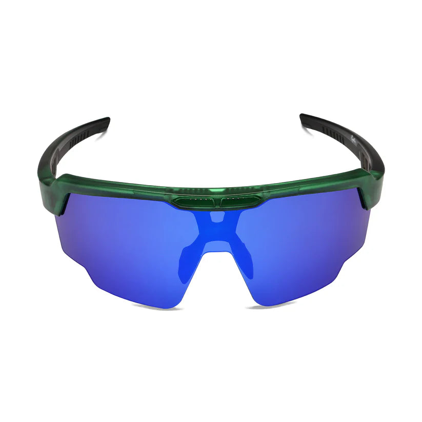 SASA Raptor Translucent Green Frame Blue Revo Lens Sports Sunglasses