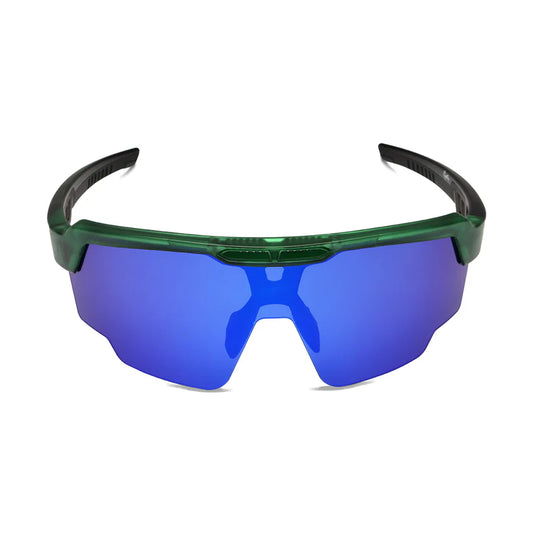 SASA Raptor Translucent Green Frame Blue Revo Lens Sports Sunglasses