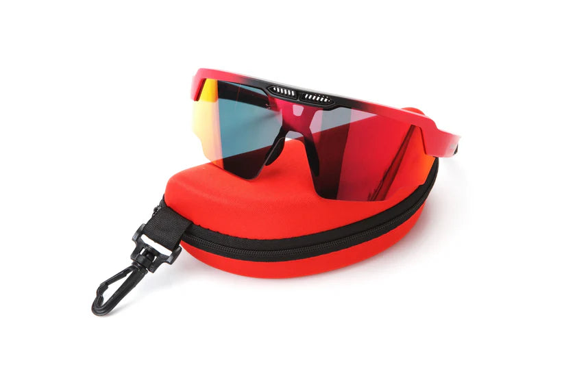 SASA Raptor Matte Red Frame Red Revo Lens Sports Sunglasses
