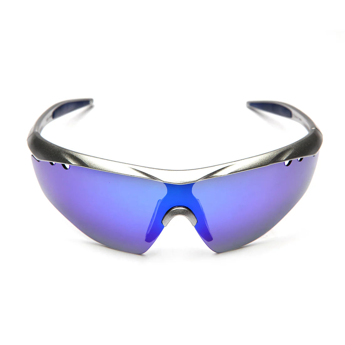 SASA Hawkeye Matte Silver Frame Blue Revo Lens Sports Sunglasses
