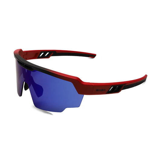 SASA Raptor Matte Red Frame Blue Revo Lens Sports Sunglasses