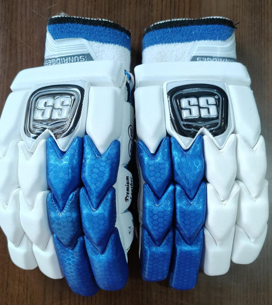 SS Gladiator Cricket Batting Gloves (White-Blue)