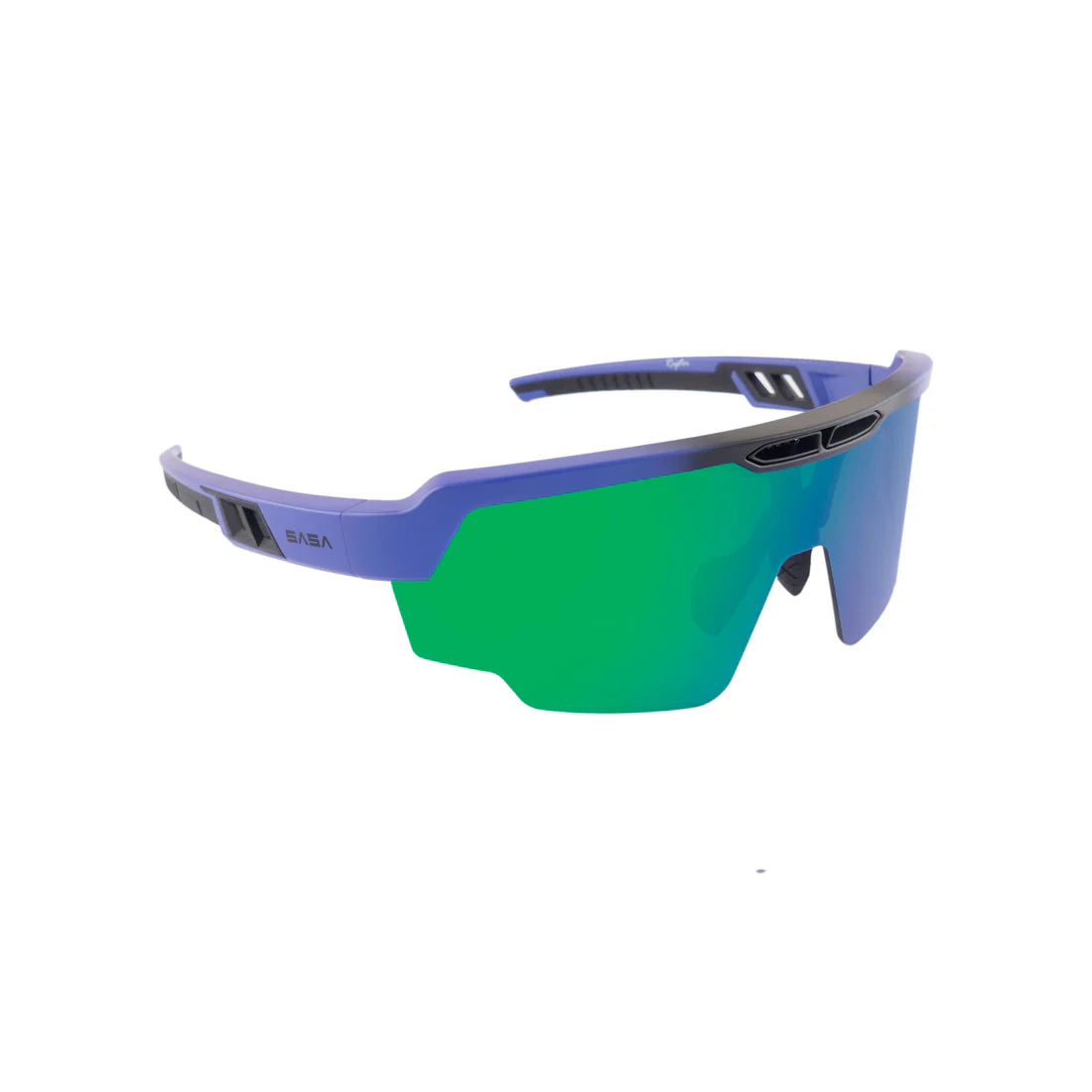 SASA Raptor Matte Blue Frame Green Revo Lens Sports Sunglasses