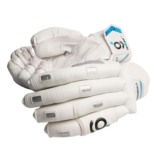 GAB Turbogrip Blue Cricket Batting Gloves (White)