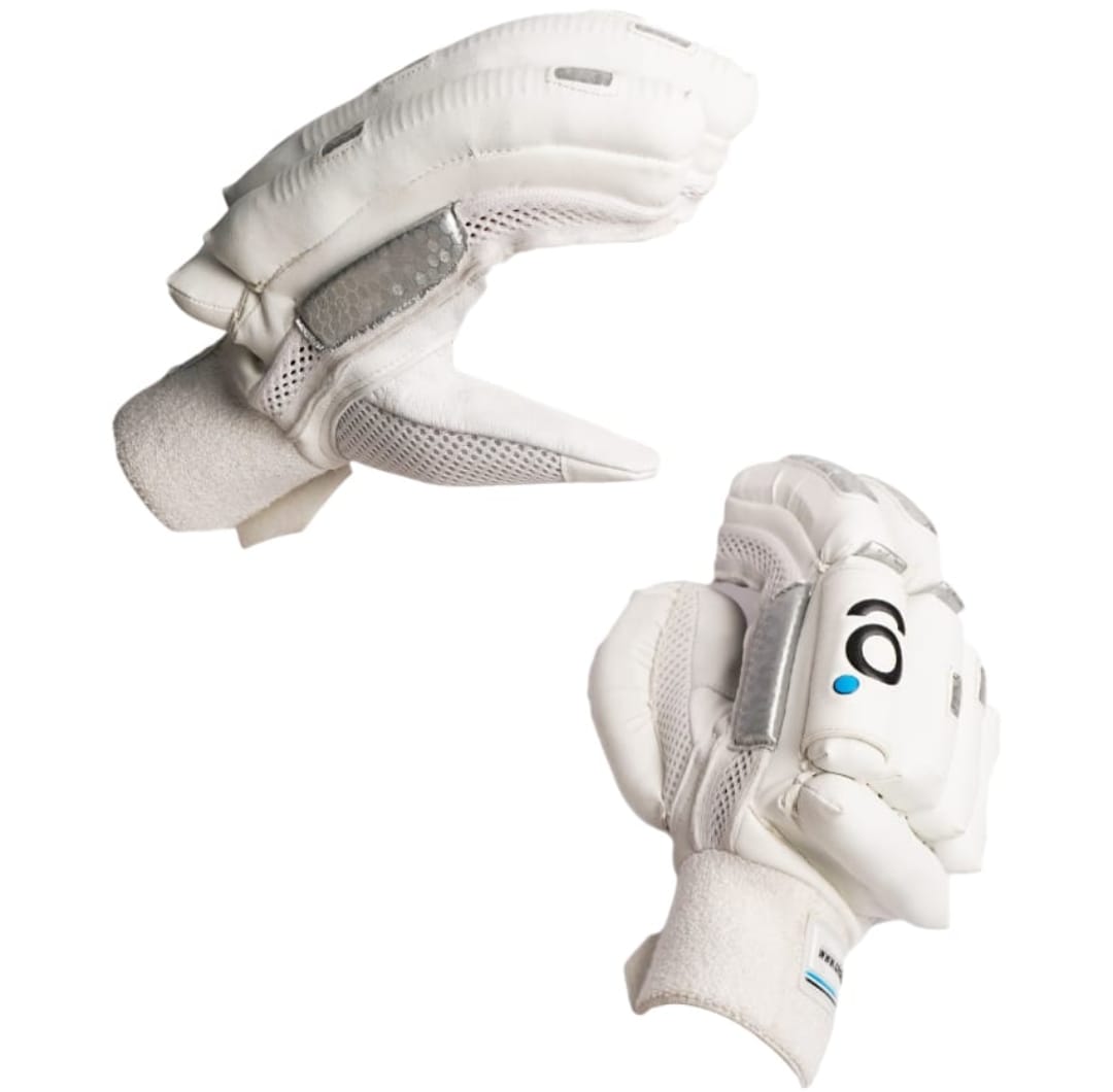 GAB Turbogrip Blue Cricket Batting Gloves (White)