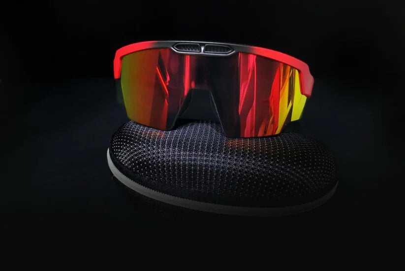 SASA Raptor Matte Red Frame Red Revo Lens Sports Sunglasses