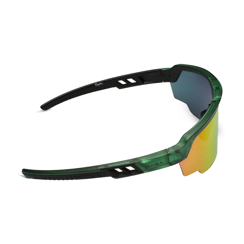 SASA Raptor Translucent Green Frame Red Revo Lens Sports Sunglasses